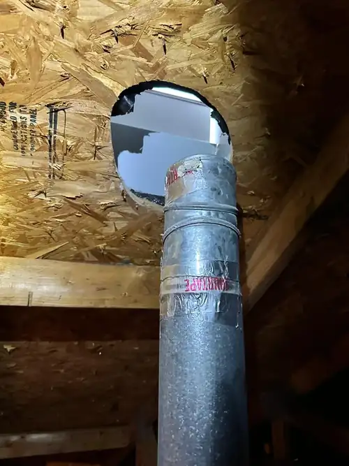 Damaged dryer vent before repair and replacement in Orlando FL